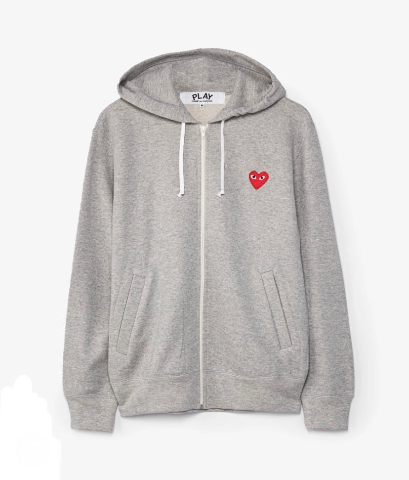 CDG PLAY GREY ZIP HOODIE